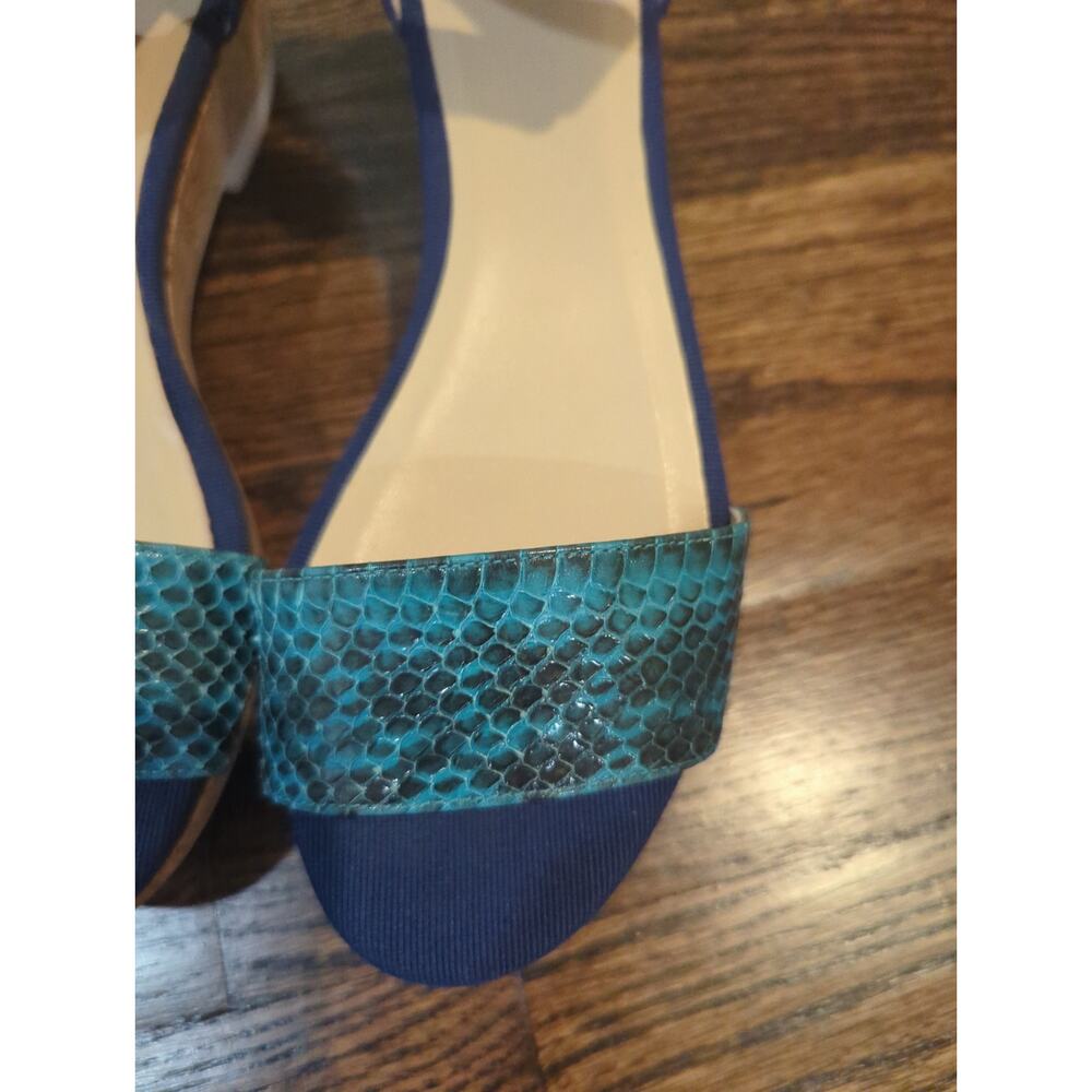 Jimmy Choo Blue Watersnake Ankle Strap Cork Sandals - Picture 3 of 8